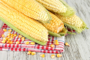 Fresh corn vegetable on wooden table