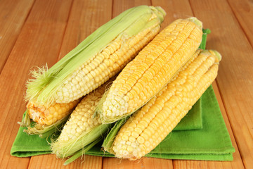 Fresh corn vegetable on wooden table