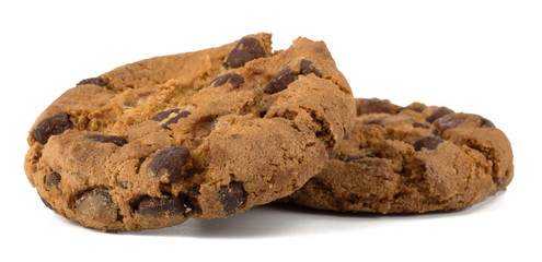 Chocolate pastry cookies isolated on white background