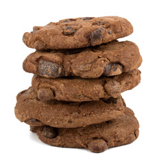 Chocolate pastry cookies isolated on white background