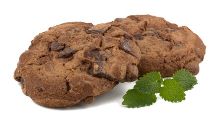 Chocolate pastry cookies isolated on white background