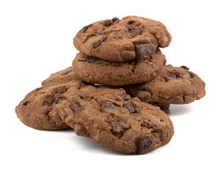 Chocolate chips cookies isolated on white background