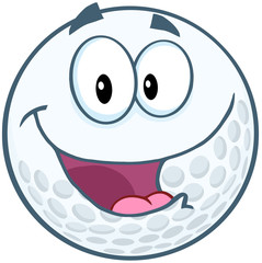 Happy Golf Ball Cartoon Mascot Character