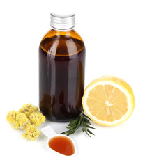 Cough syrup isolated on white