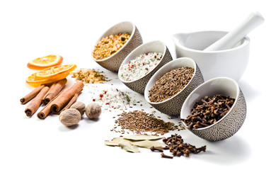 spices in a small ceramic cups