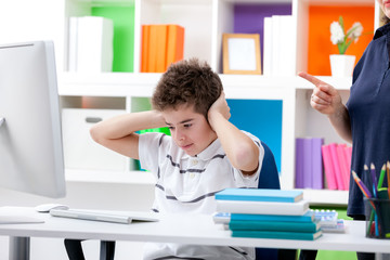 boy not want to hear his mother