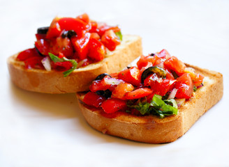 Bruschetta with tomato and olives