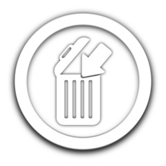 jeter à la poubelle sur vignette blanche