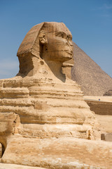 Famous ancient statue of Sphinx in Giza, Egypt
