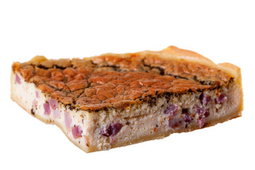 Slice of pizza isolated over white background