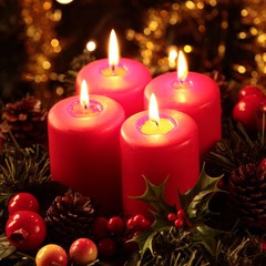 Burning candles on advent wreath