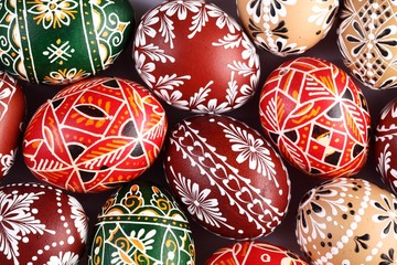 Traditional Easter eggs close up