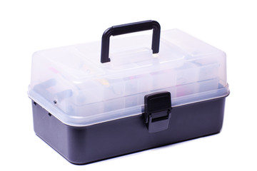 fishing tackle at an angle isolated on a white background