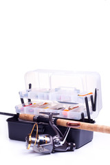 Fishing gear on a white background