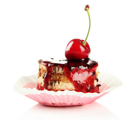 Tasty biscuit cake with jam and berry