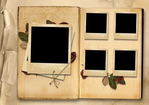 Vintage Photo Album with old photo-frame Stock Photo by ©chiffa