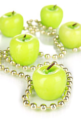 Aroma apple candles with beads close up