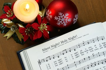 Detail of songbook with christmas carols