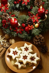 Christmas cookies and advent wreath