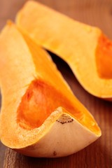 Close-up of cutted squash, preparation for cooking