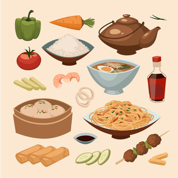 Chinese food. Objects set