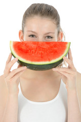 Freundliche Jugendliche mit Wassermelone