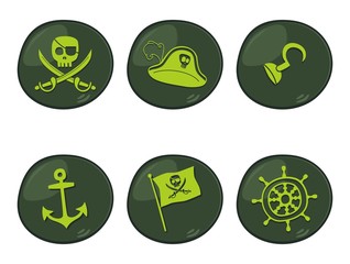 green pirate icon set