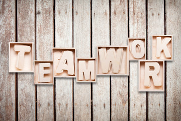 teamwork wood word style