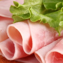 Close-up of ham and lettuce