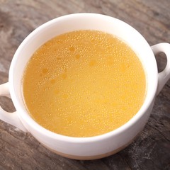 Bowl with beef broth