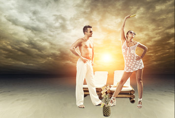 Young couple on the tropical beach