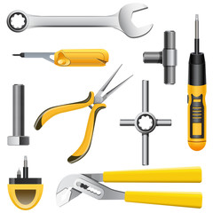 set of yellow tools