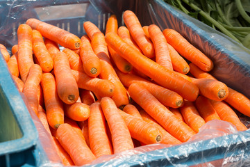 Frische Karotten in Auslage