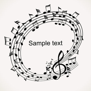Banner of musical notes. Sample text