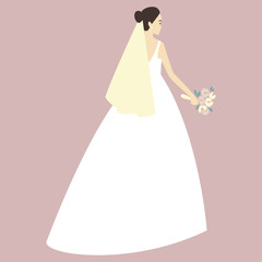 Beautiful woman wearing white bridal gown