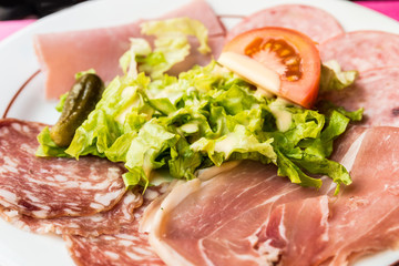 close up of tasty cold meats