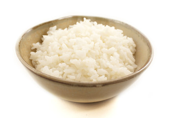 White rice bowl. Side dishes.