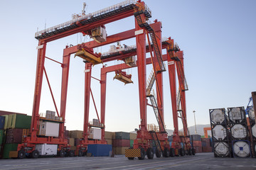cargo freight containers at the port awaiting shipment