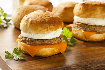 Homemade Egg Sandwich with Sausage and Cheese