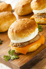 Homemade Egg Sandwich with Sausage and Cheese