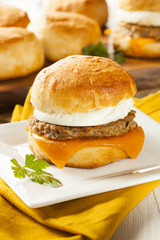 Homemade Egg Sandwich with Sausage and Cheese