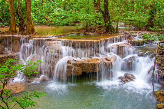 Waterfall in deep rain forest jungle (Huay Mae Kamin Waterfall © CasanoWa Stutio