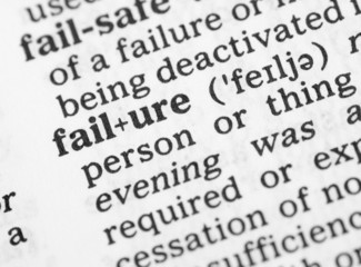 Macro image of dictionary definition of failure