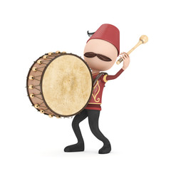 3d ramadan drummer with drum