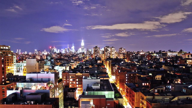 New York skyline at night, time lapse