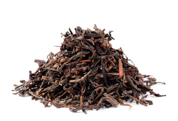 Chinese black tea isolated on white background