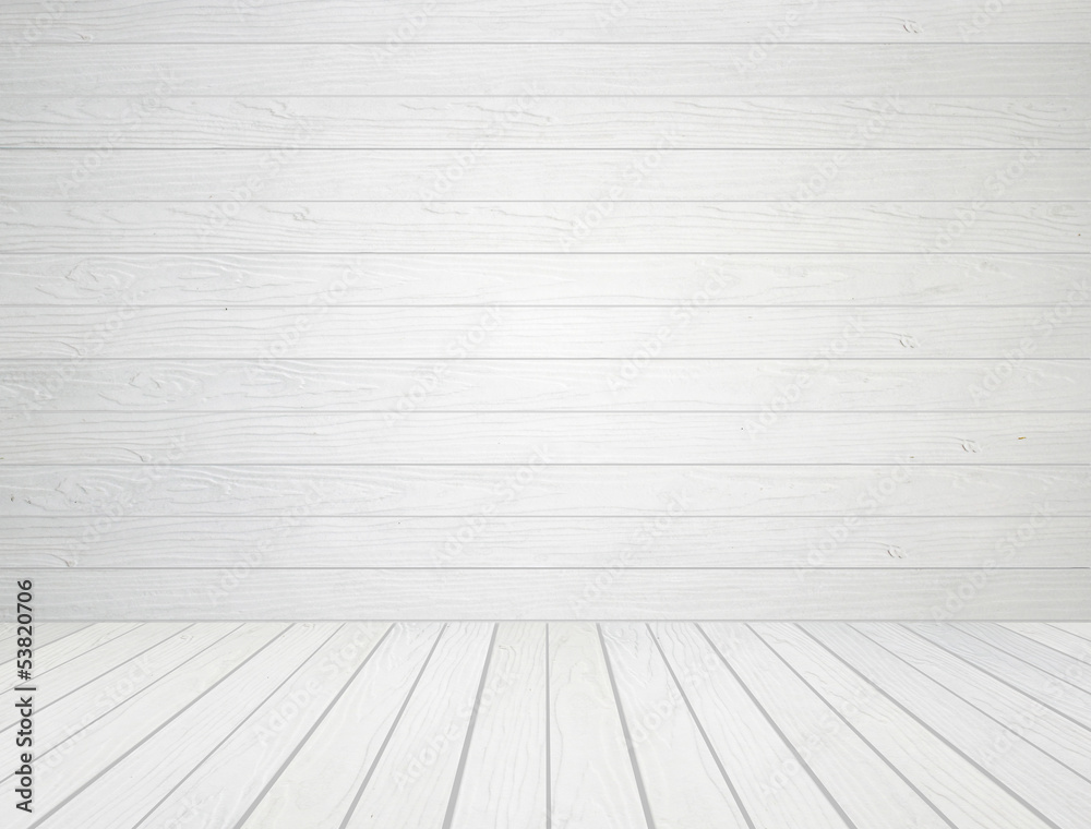 Canvas Prints white wood wall and wood floor background