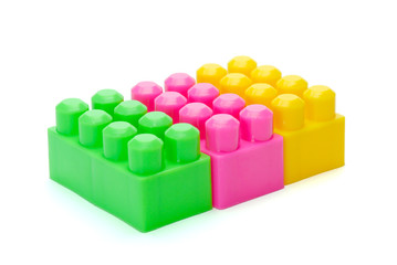Fototapeta premium Plastic toy blocks isolated on white background