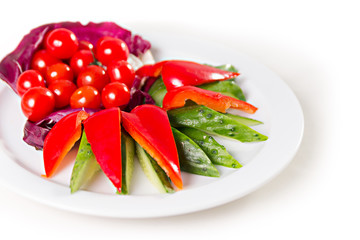 plate with sliced vegetables