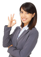 Business asian woman with ok hand sign